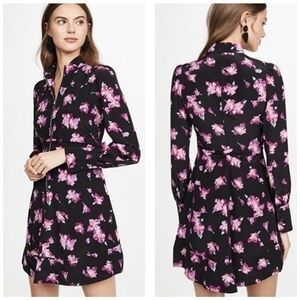 A.L.C. Marcella Silk Black Floral Full Front Zip Mini‎ Dress NWT 00 $550